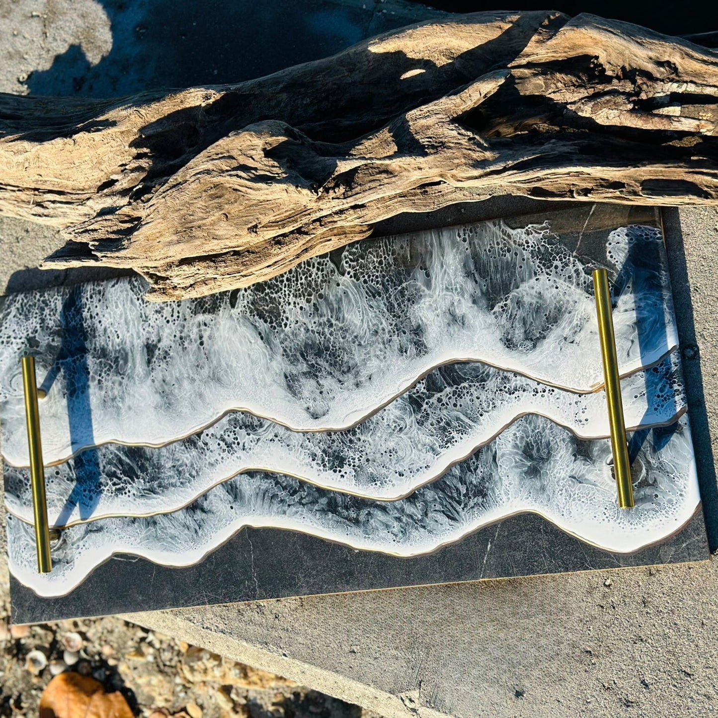 Monochrome Ocean Inspired Large Serving Tray