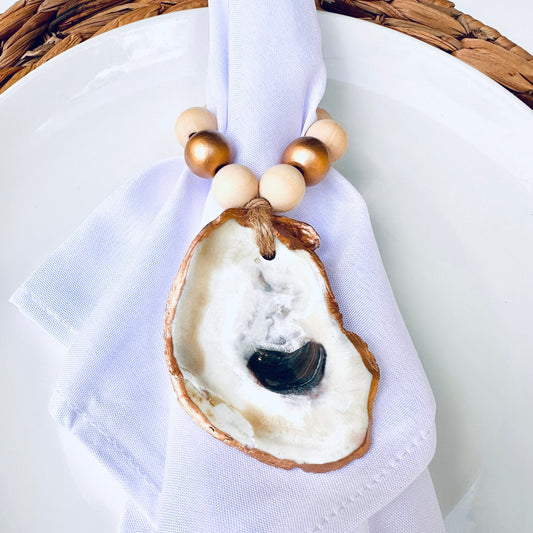 Classic Elegance Collection: Gold Rimmed Oyster Shell Napkin Rings