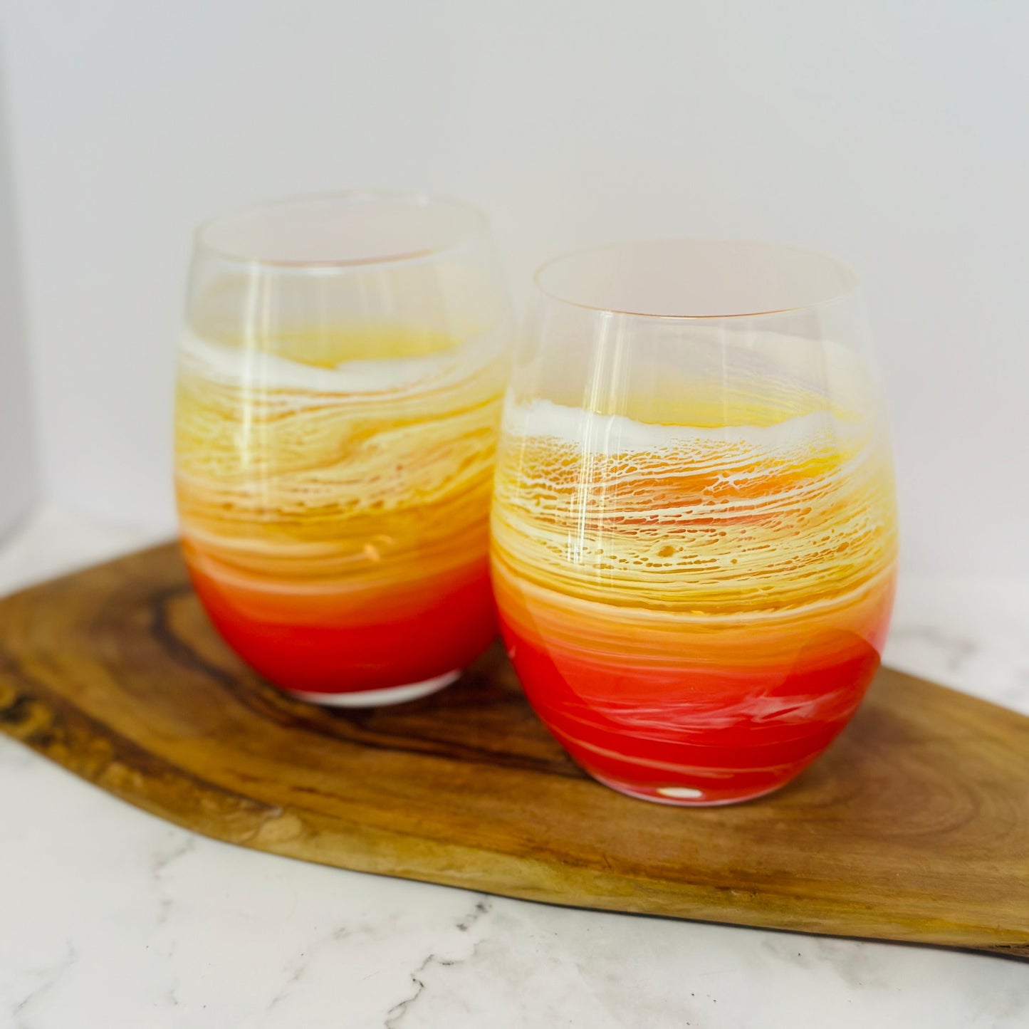 Sunset Stemless Wine Glasses