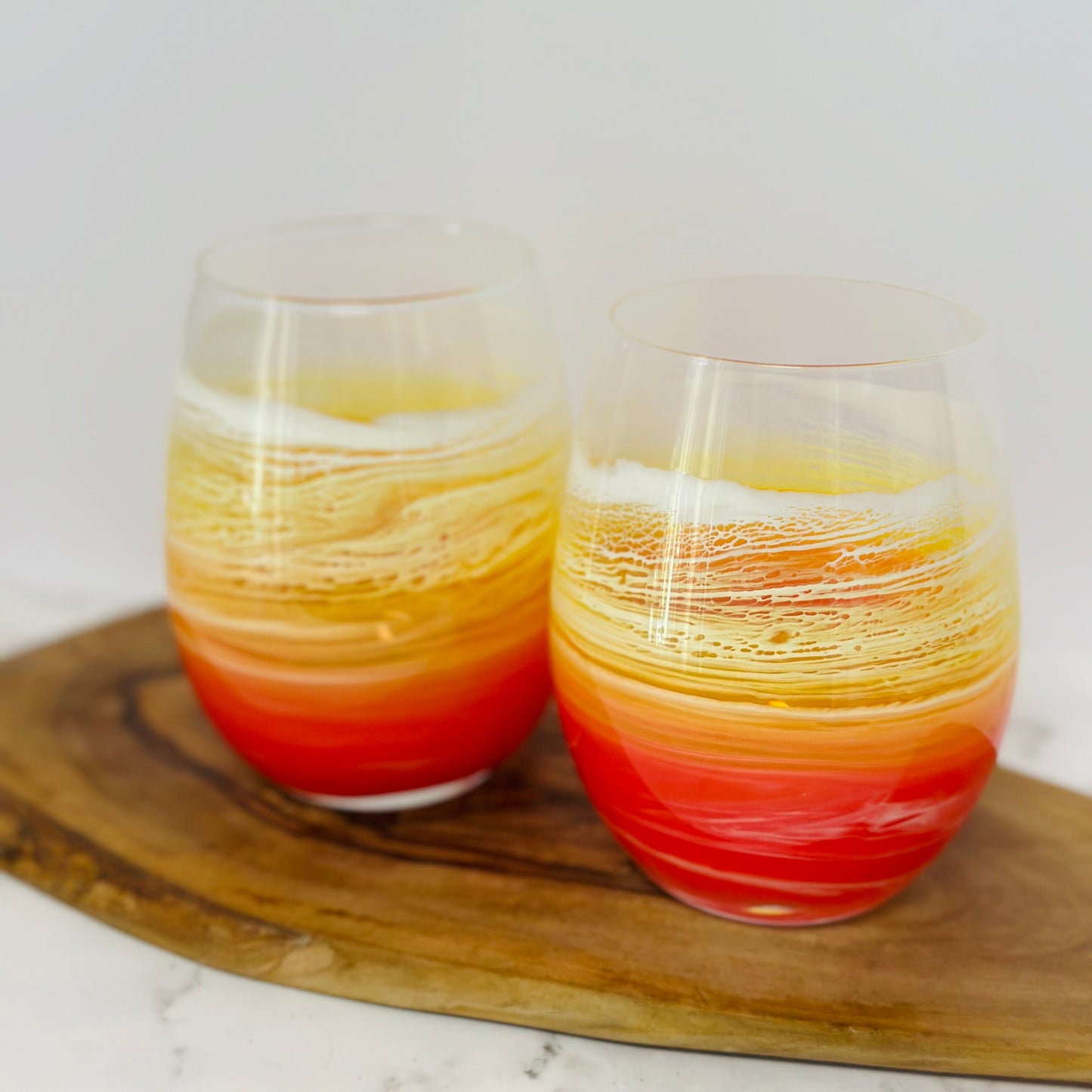 Sunset Stemless Wine Glasses