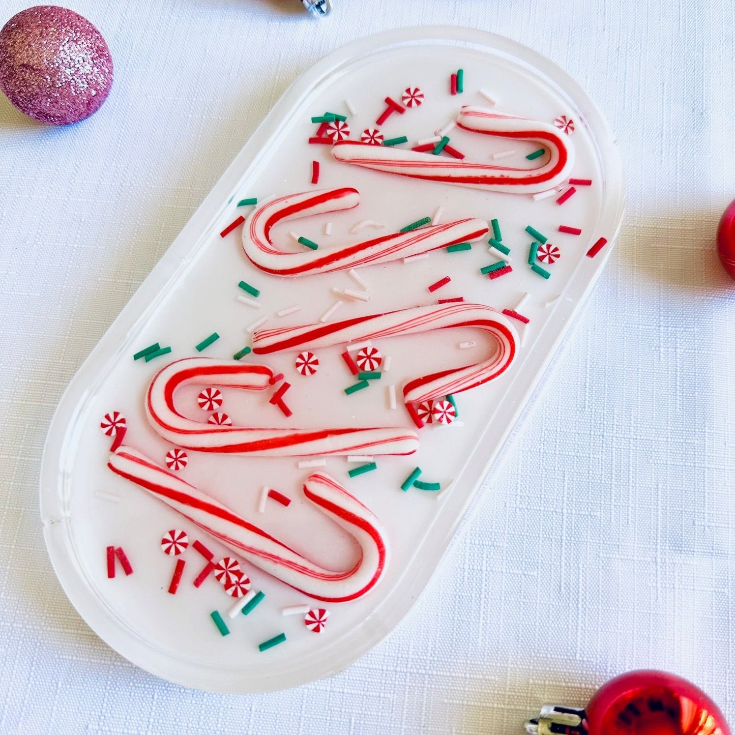 Candy Cane Oval Tray