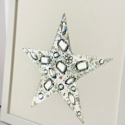 Silver Star Painting with Rhinestones