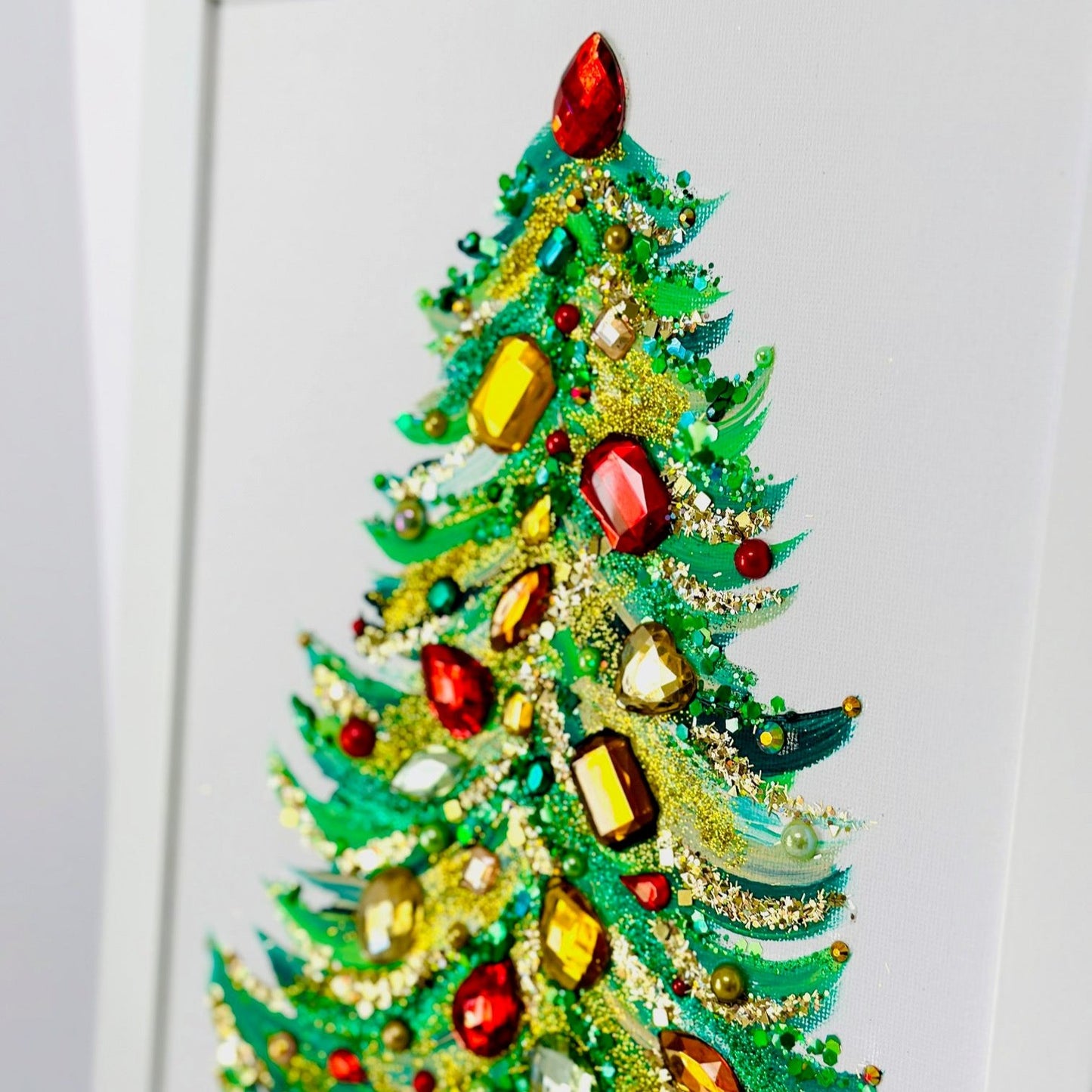 Christmas Tree Painting - Red, Green & Gold