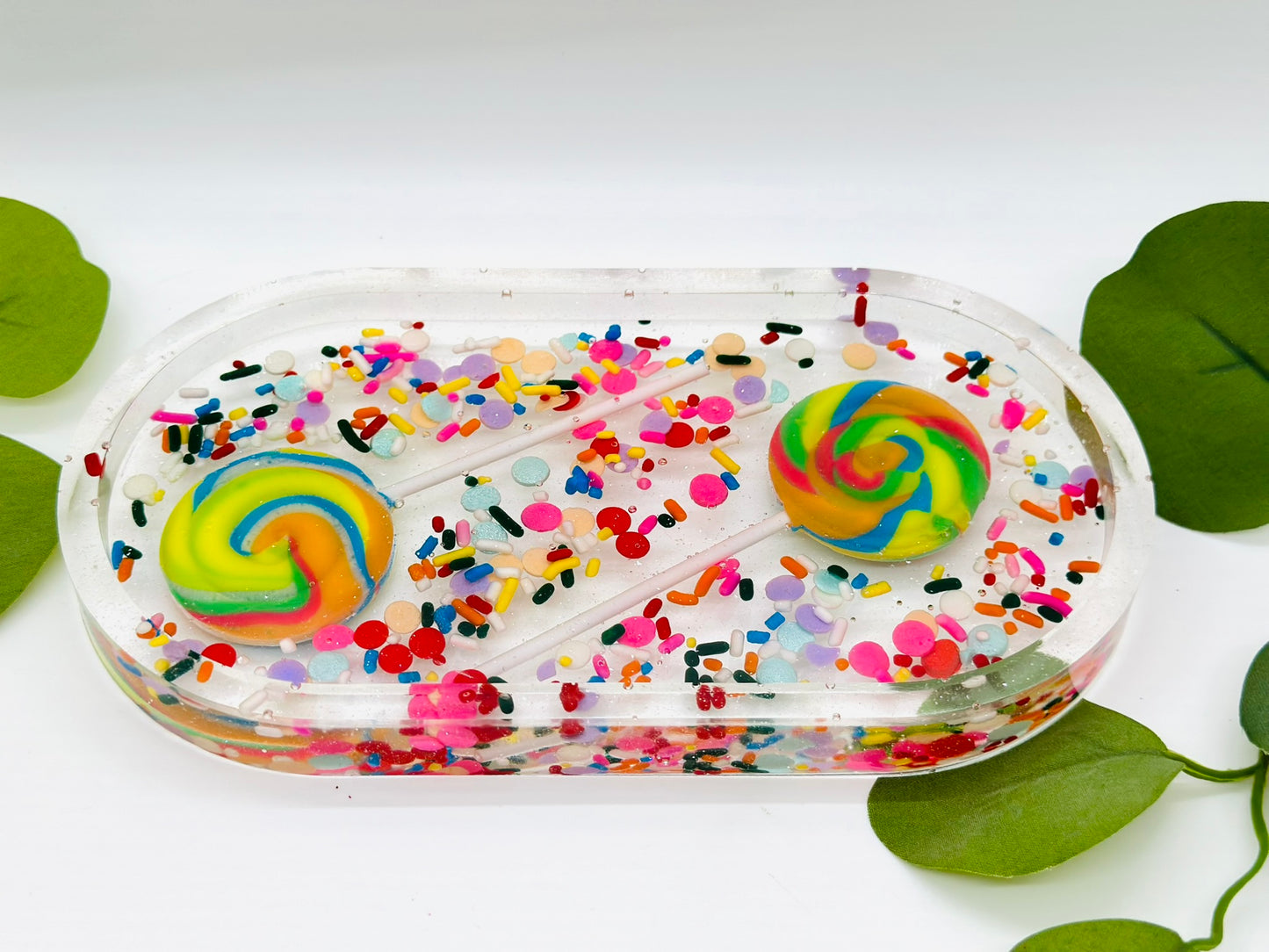 Pinwheel & Sprinkle Candy Oval Tray