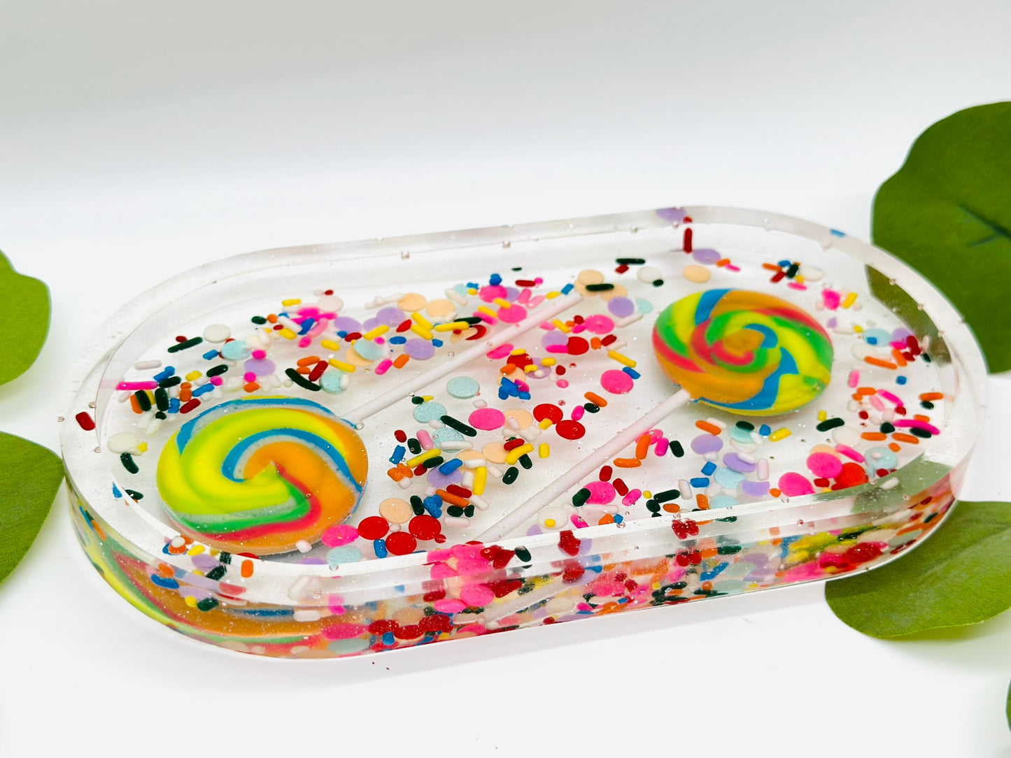 Pinwheel & Sprinkle Candy Oval Tray