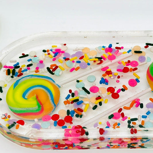 Pinwheel & Sprinkle Candy Oval Tray