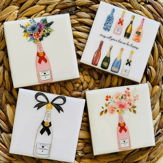 Champagne Themed Coaster Set