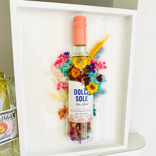 Upcycled Wine Bottle & Flower Wall Art