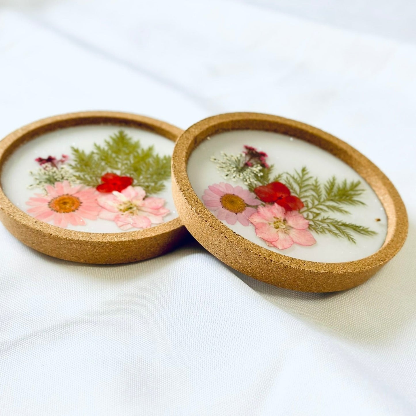 Pressed Flower Cork Coasters