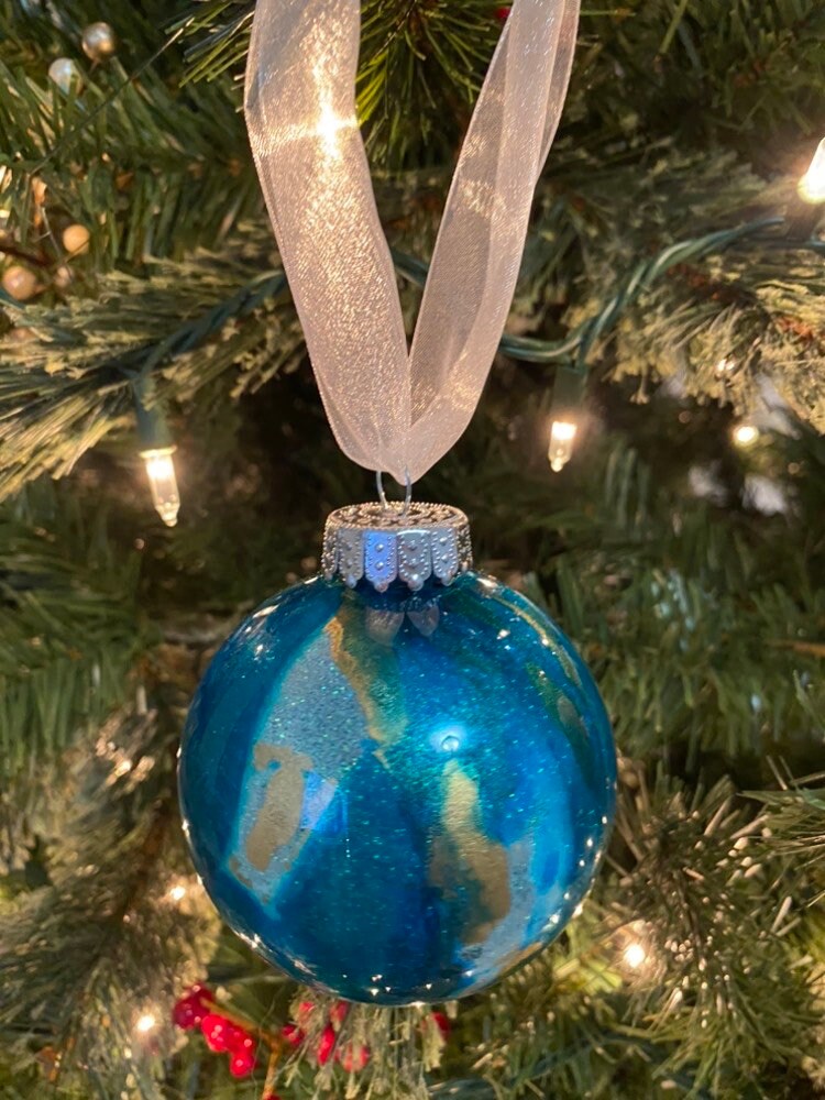 Alcohol Ink & Glitter Ornament