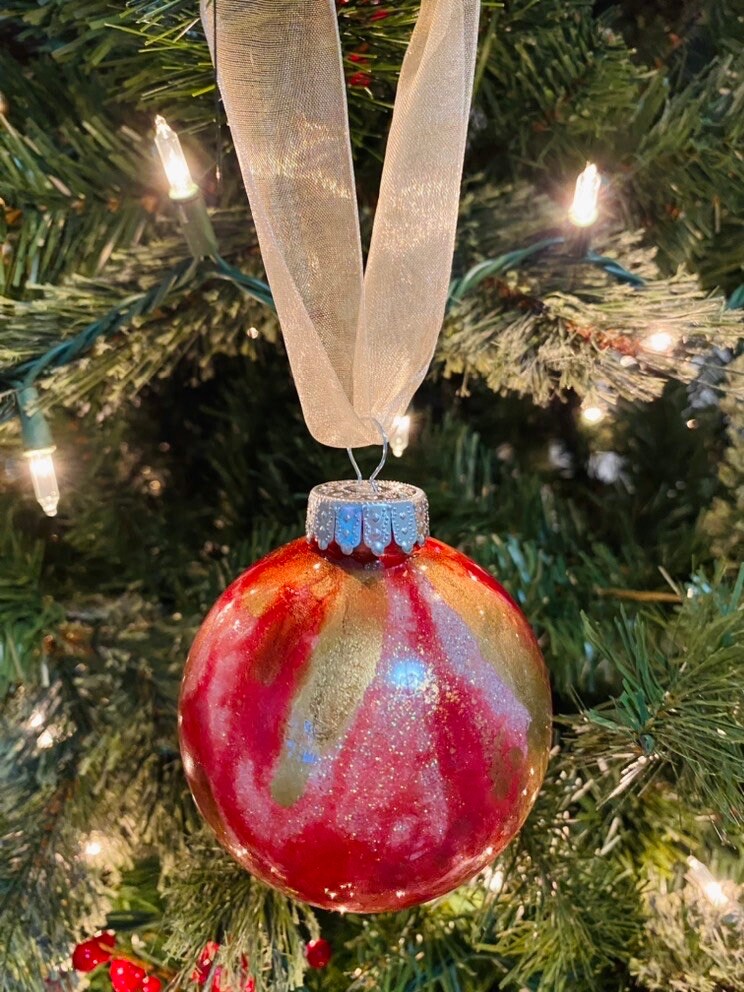 Alcohol Ink & Glitter Ornament