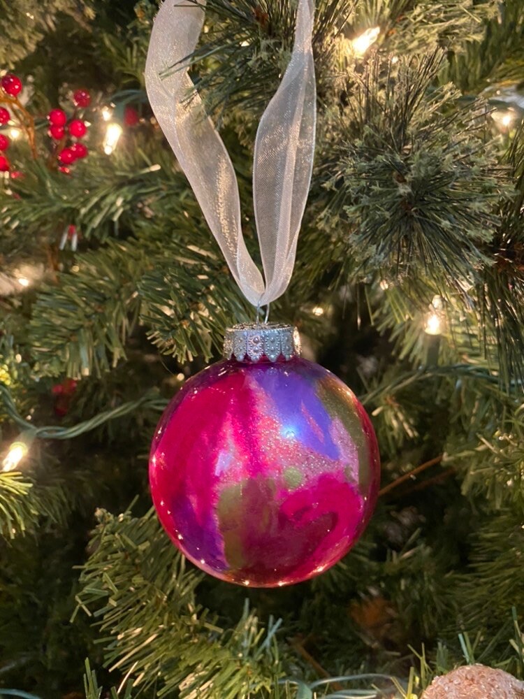 Alcohol Ink & Glitter Ornament