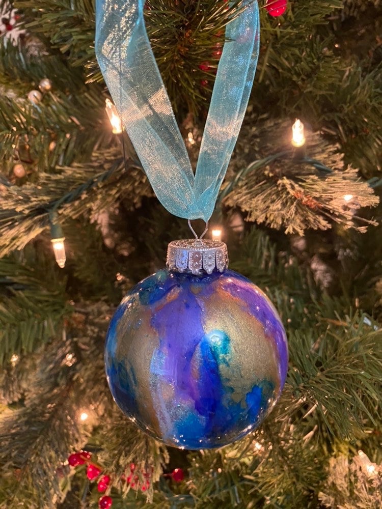 Alcohol Ink & Glitter Ornament