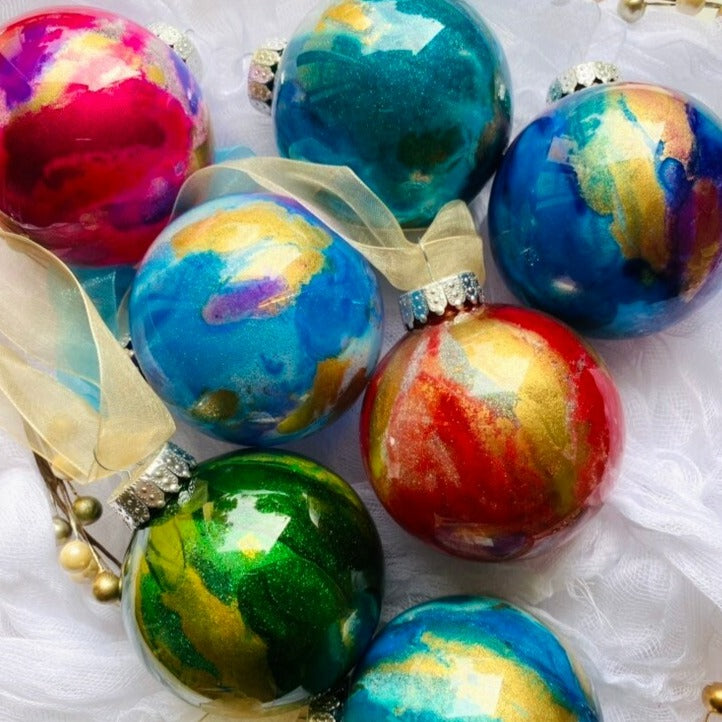 Alcohol Ink & Glitter Ornament