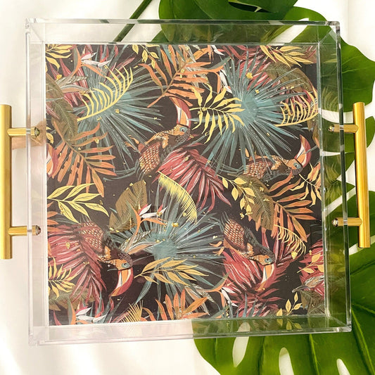 Custom Tropical Theme Acrylic Serving Tray