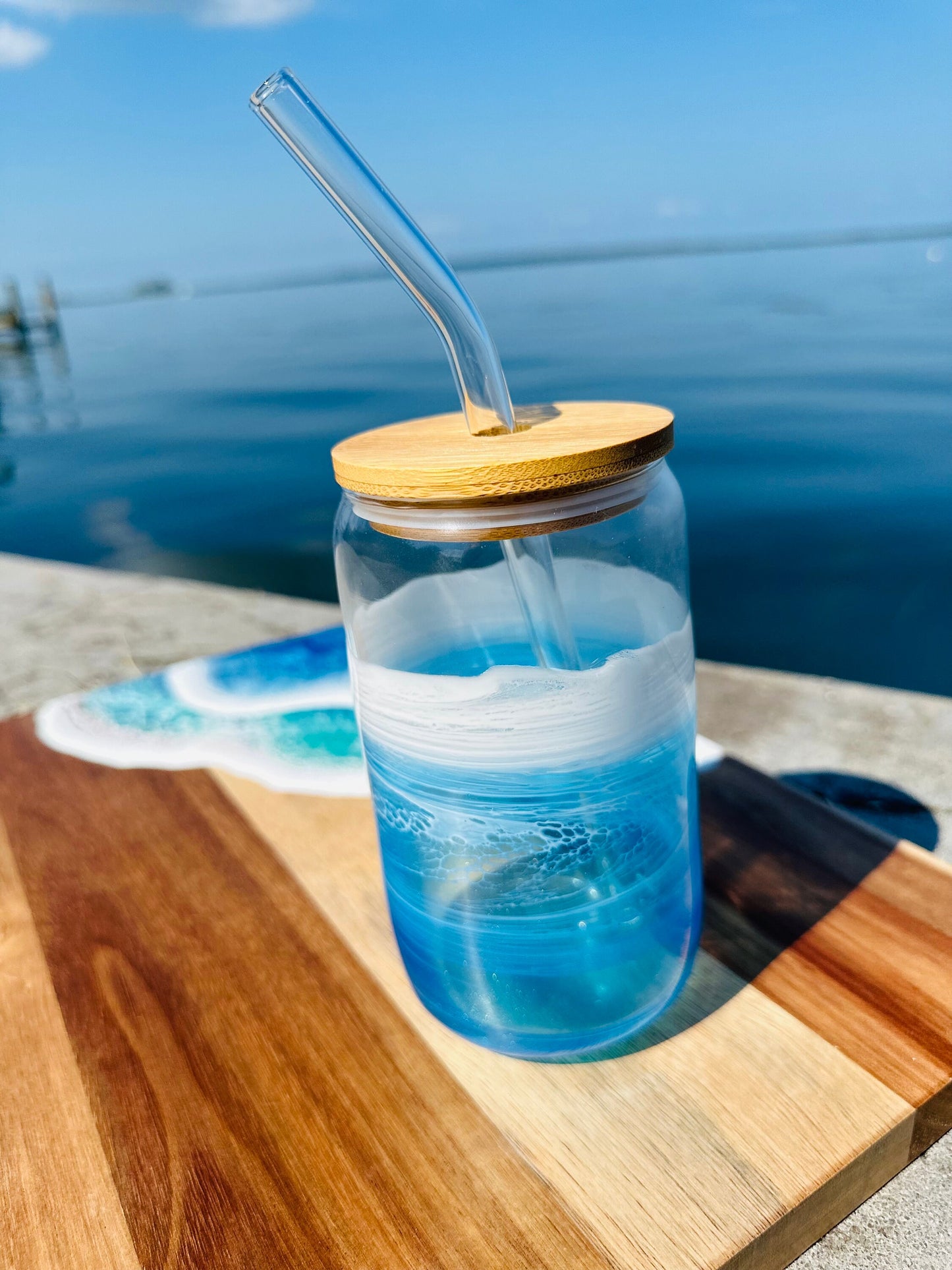 Ocean Inspired Iced Coffee Glass