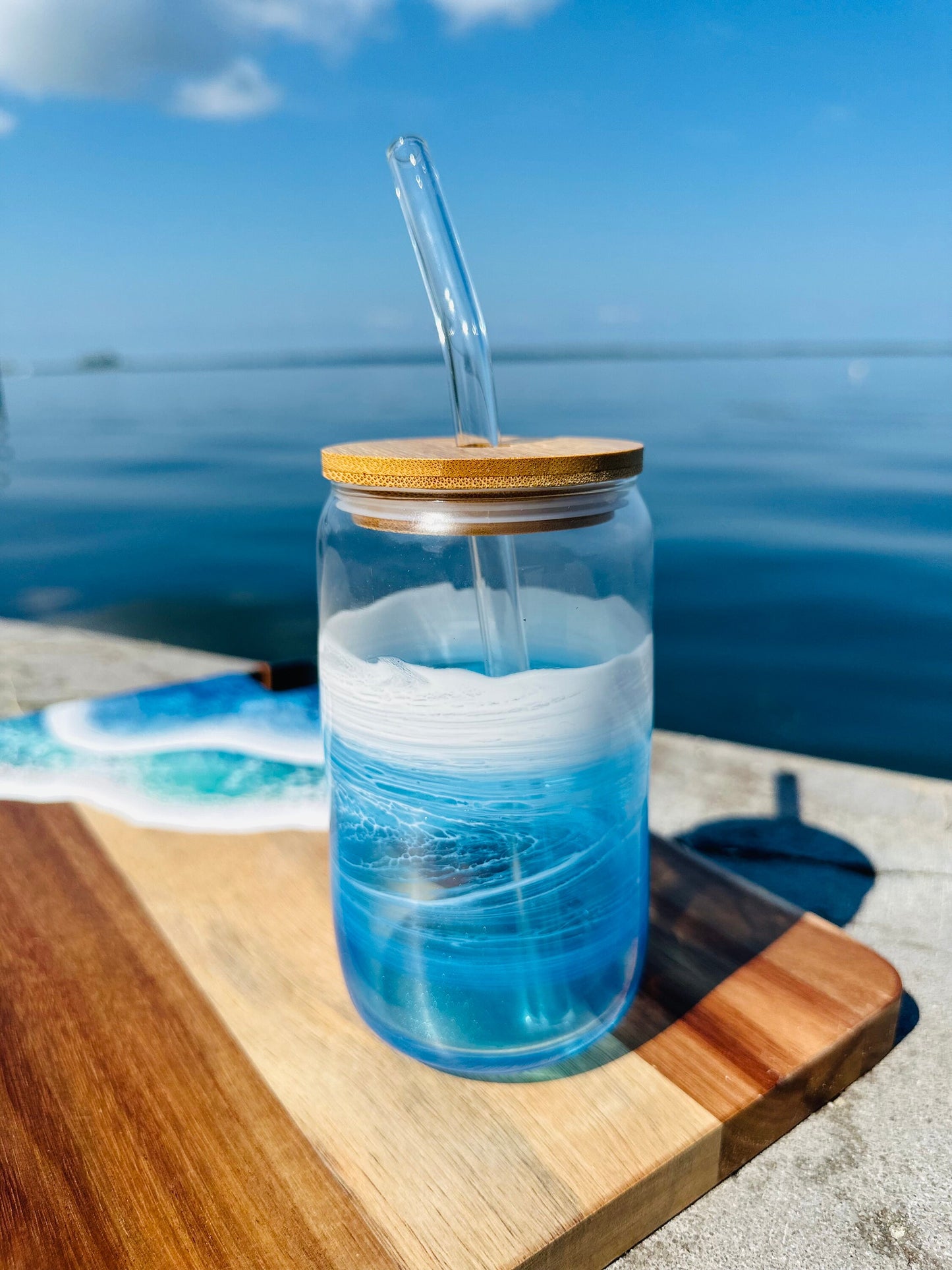 Ocean Inspired Iced Coffee Glass