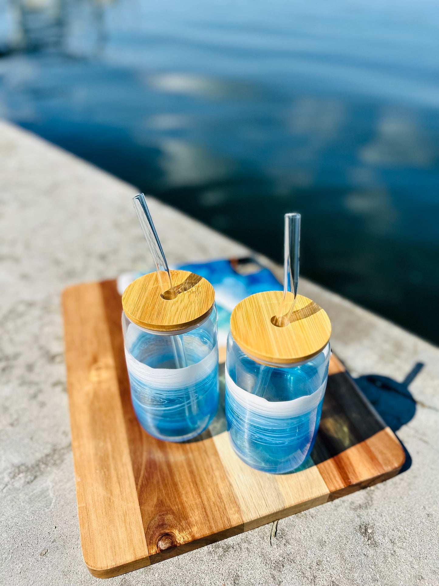 Ocean Inspired Iced Coffee Glass