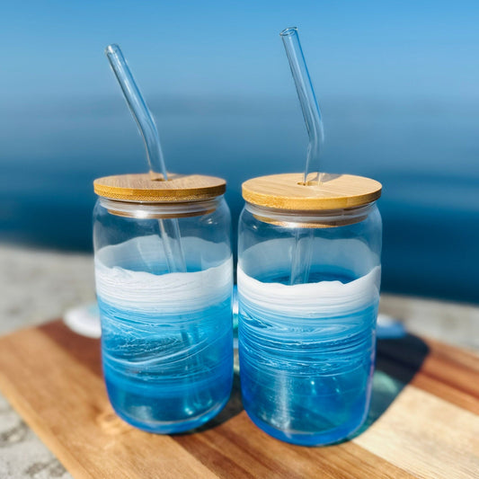 Ocean Inspired Iced Coffee Glass